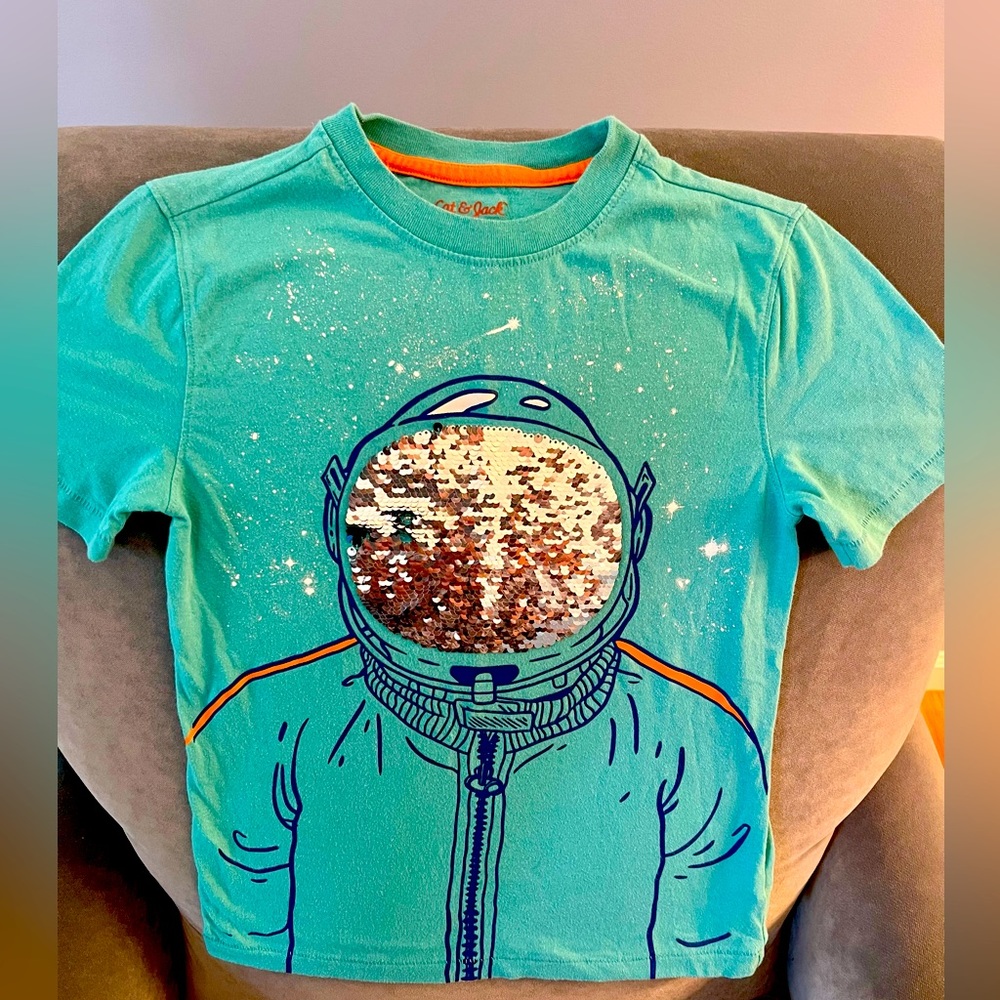 Cat & Jack Astronaut 👩‍🚀 Flip Sequin Tee - Size Small (6/7)